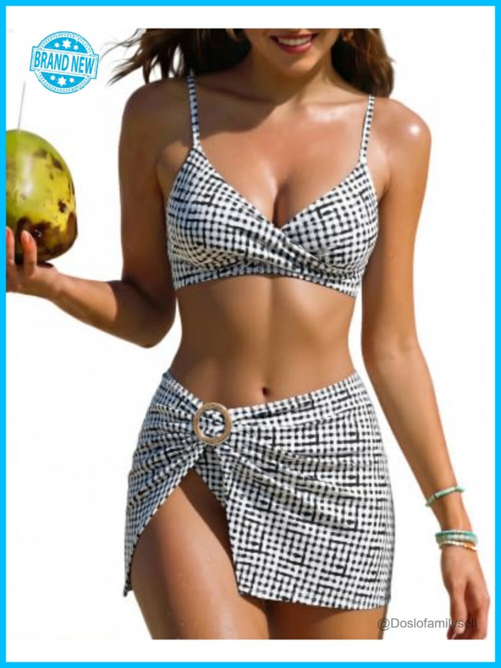 Women Twist High Waisted Bikini Set with Cover Up 3 Piece Swimsuits